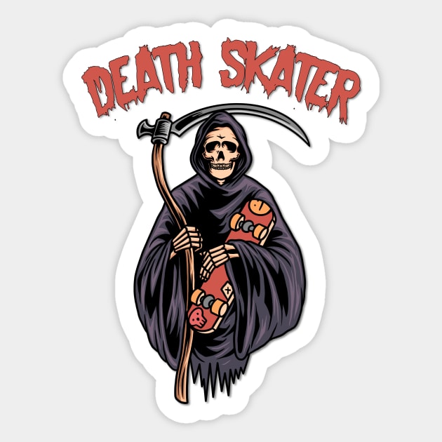 Death Skater Skate Or Die Scary Halloween Sticker by Step Into Art